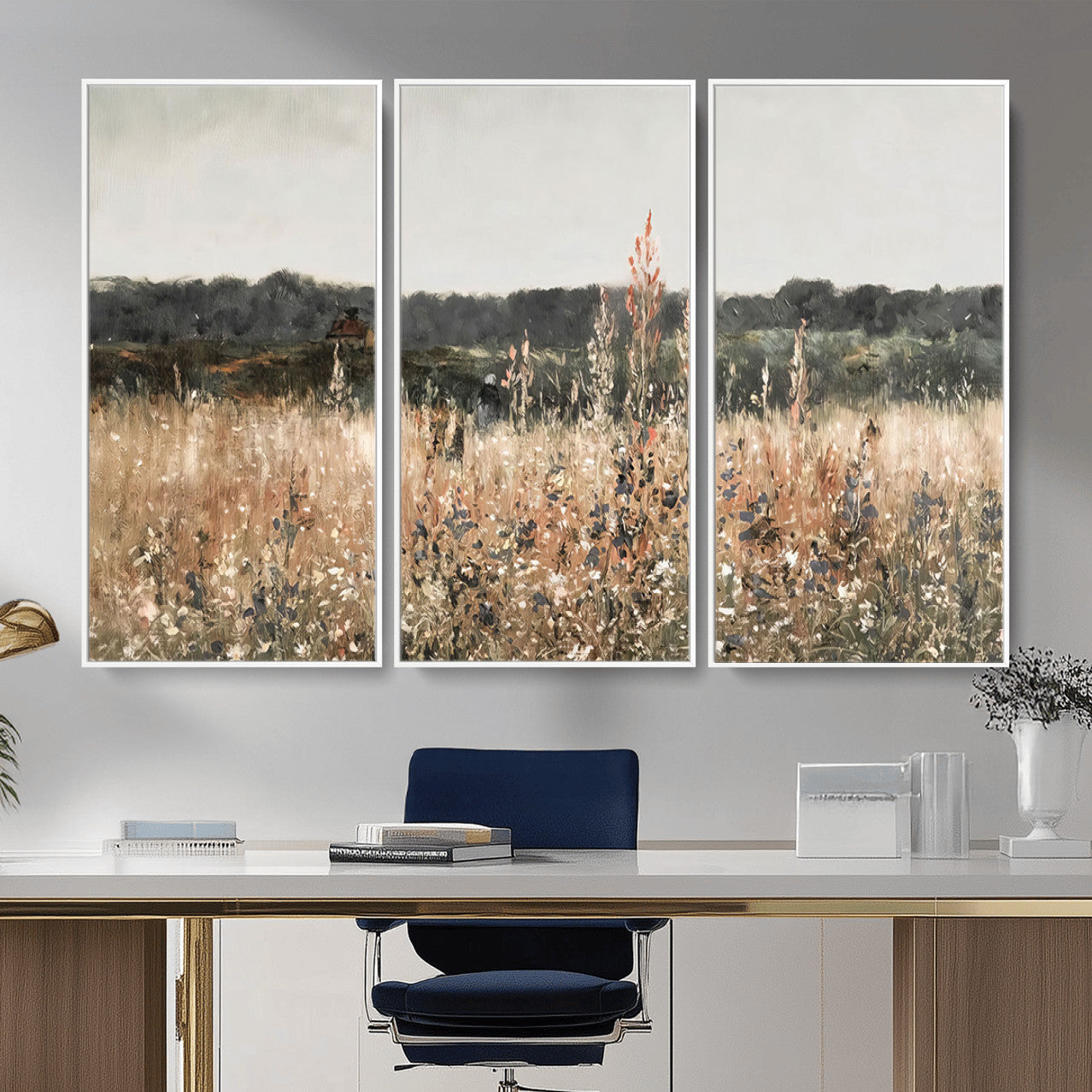 16595-MGV-CV-36X24 - Rustic Field Landscape Wall Art Print, Abstract Field Canvas Wall Art for Barn Decoration