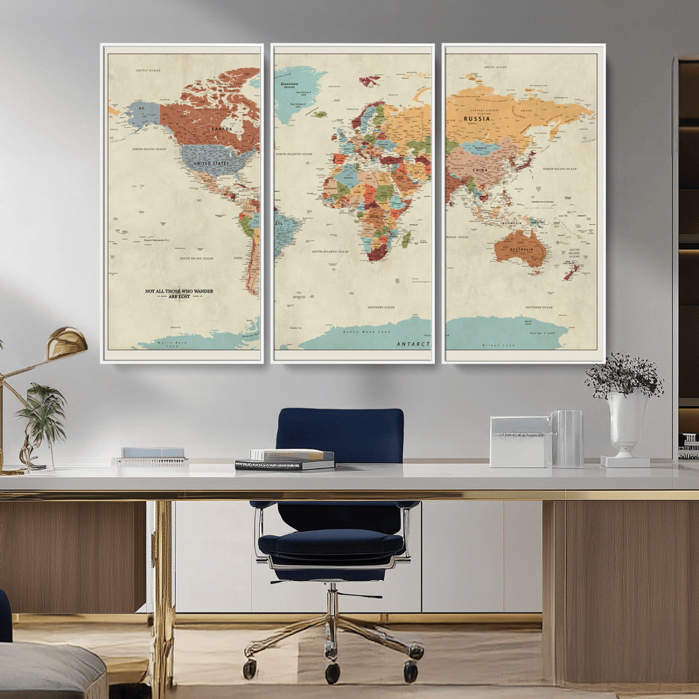 MGV-FC-48X32-3P - Push Pin World Map Canvas Print – Framed Wall Art for Couples to Track Their Travels – Anniversary