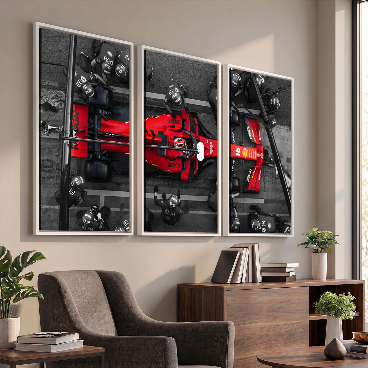99356-MGV-CV-36X24 - Ferrari Pit Stop Canvas Wall Art | Precision and Speed