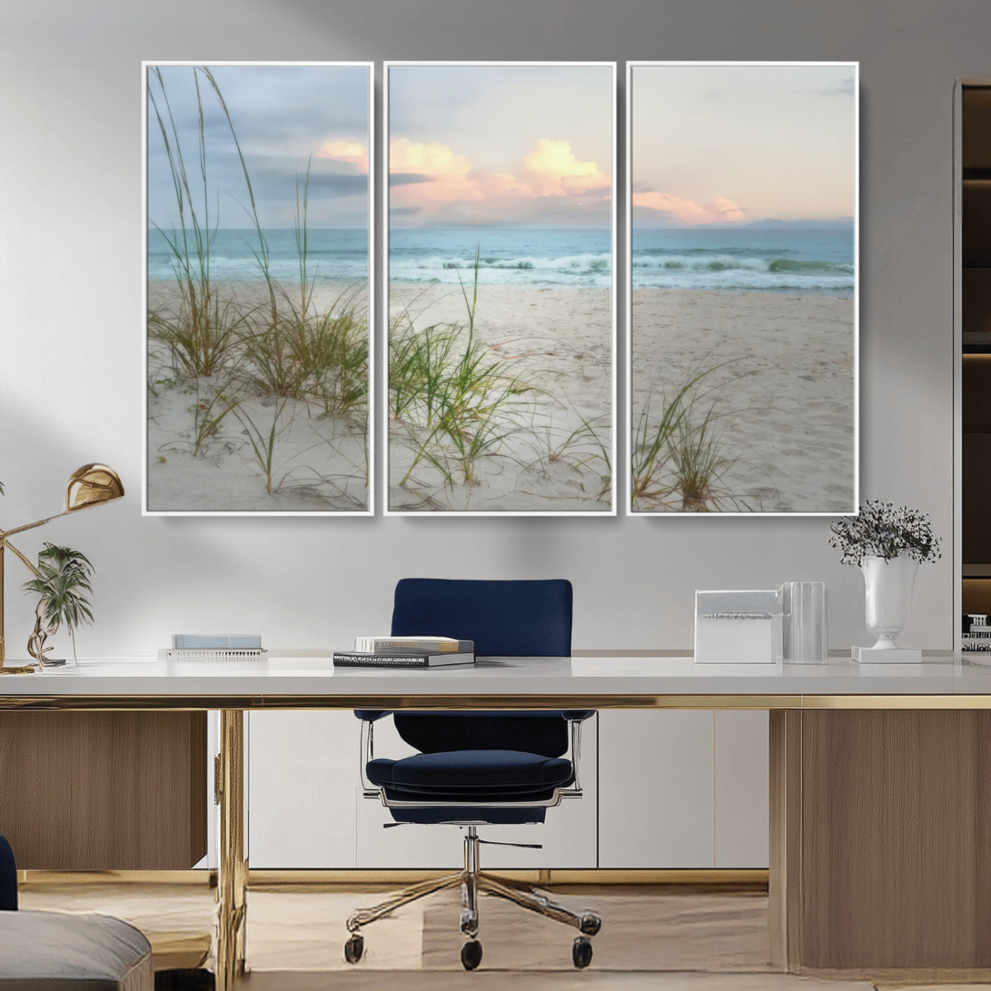 MGV-FC-48X32-3P - Flight Over Coastal Beach Landscape, Flight Over Coastal Beach Print Canvas Wall Art
