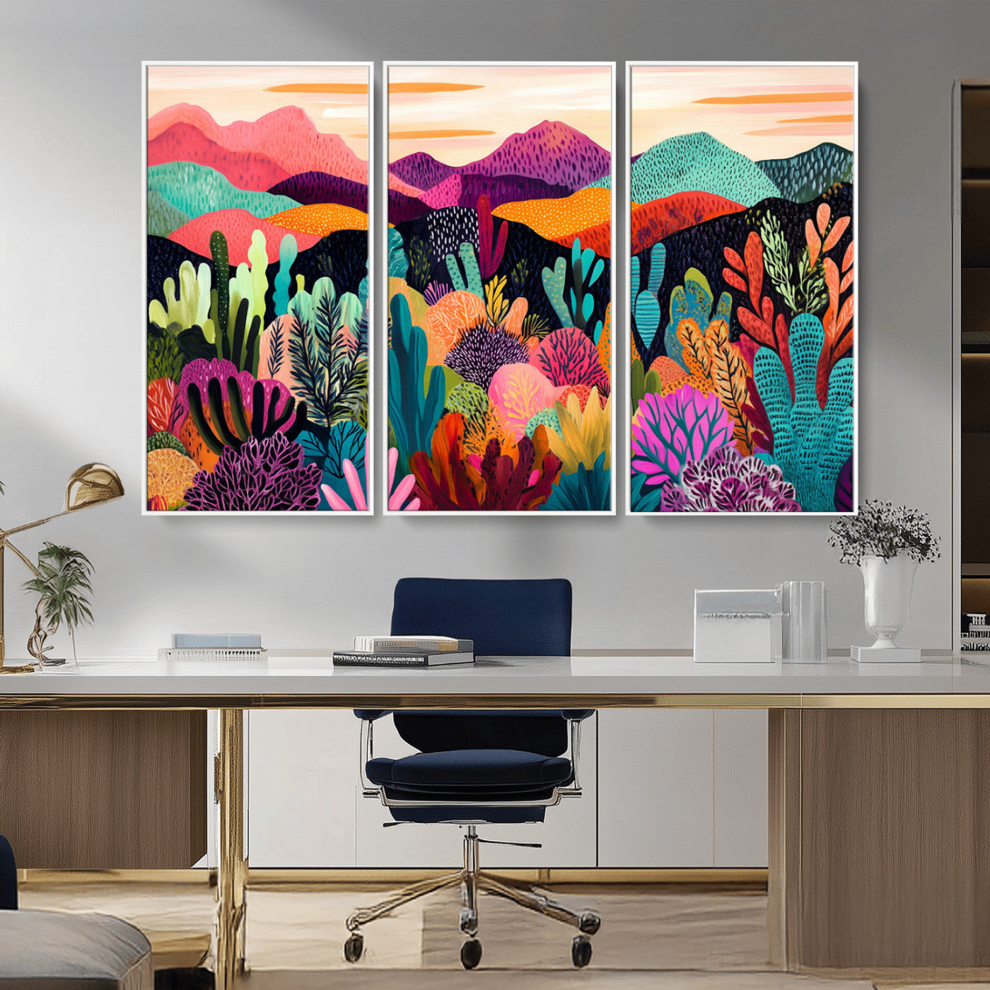 MGV-FC-48X32-3P - Abstract Kusama Print - Landscape Canvas Wall Art Print - Vibrant Modern Decor for Living Room,