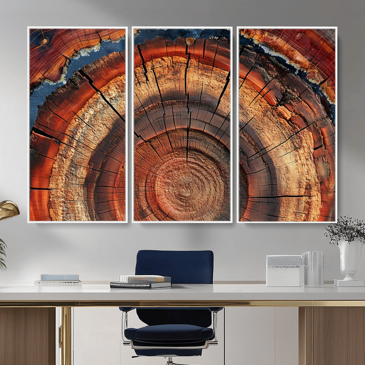 28555-MGV-CV-36X24 - Abstract Tree Ring Art Wall Art Canvas Print for Modern Farmhouse Decor, Colorful Tree Ring Wall Decor, Minimalist Home Canvas Art