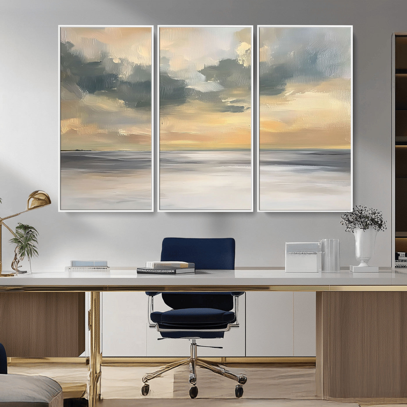 MGV-FC-48X32-3P - Modern Coastal Artwork with Vibrant Abstract Ocean Waves Wall Art Canvas Print for Contemporary