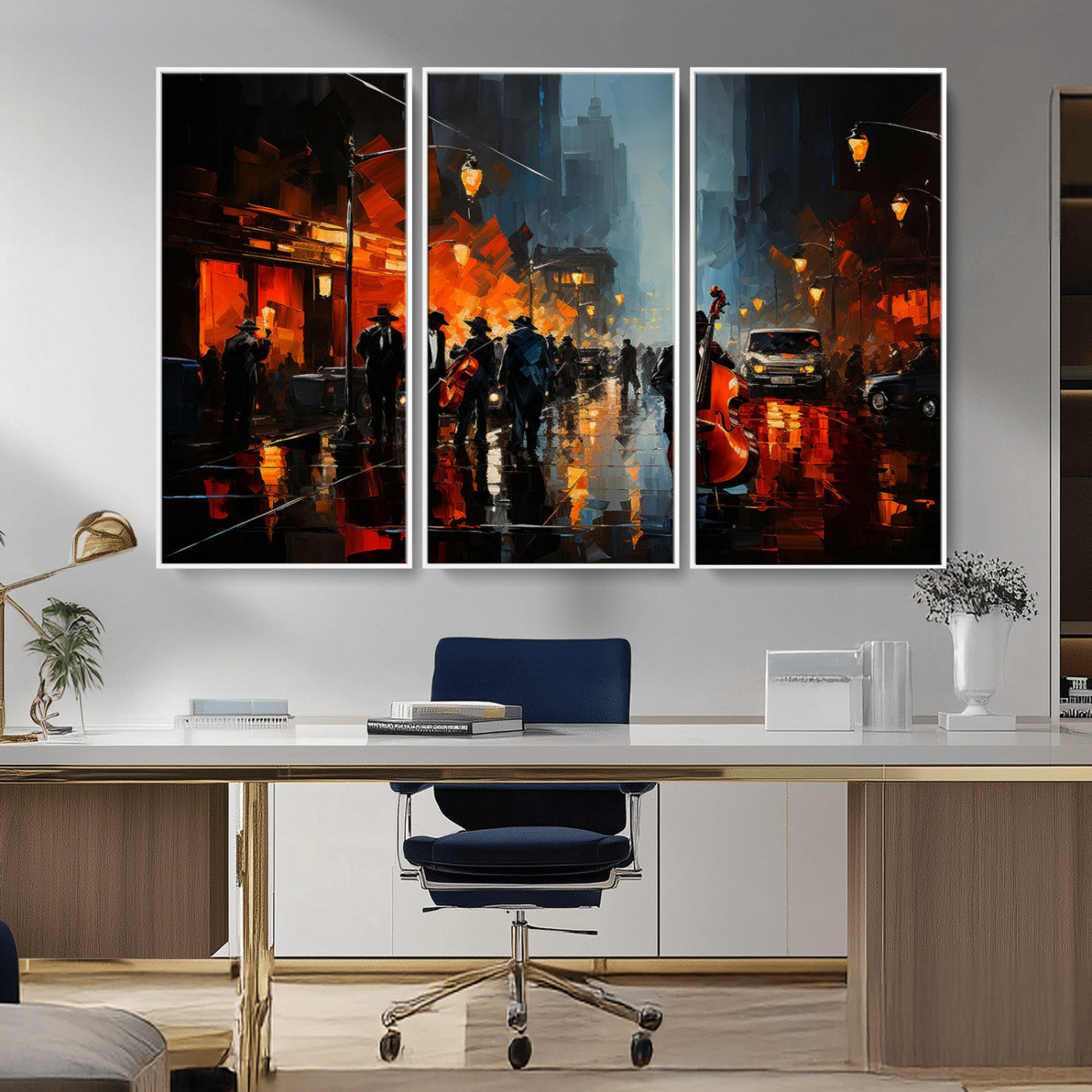 MGV-FC-48X32-3P - Winston Porter Jazz Wall Art - African American Music Canvas - Abstract Colorful Music Art - Framed