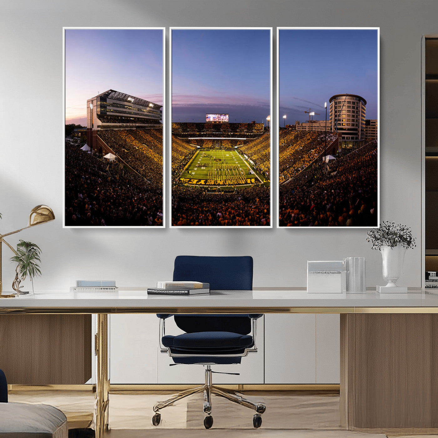 MGV-FC-48X32-3P - Iowa Hawkeyes Kinnick Stadium Wall Art Canvas Print, Framed Iowa Hawkeyes Kinnick Stadium Canvas