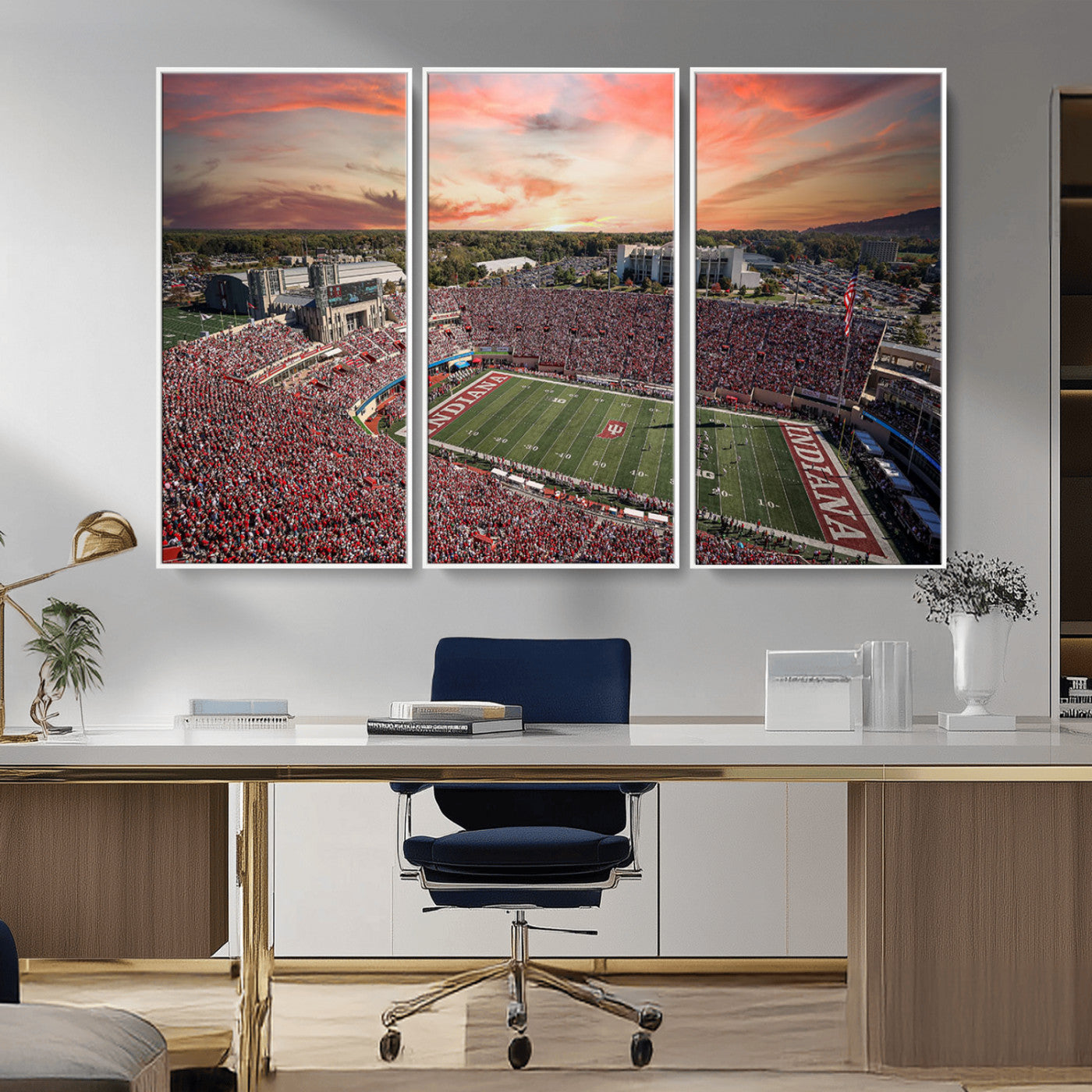 MGV-FC-48X32-3P - Indiana Memorial Stadium Wall Art Canvas Print, Framed Studium Canvas Art, Indiana Memorial Stadium