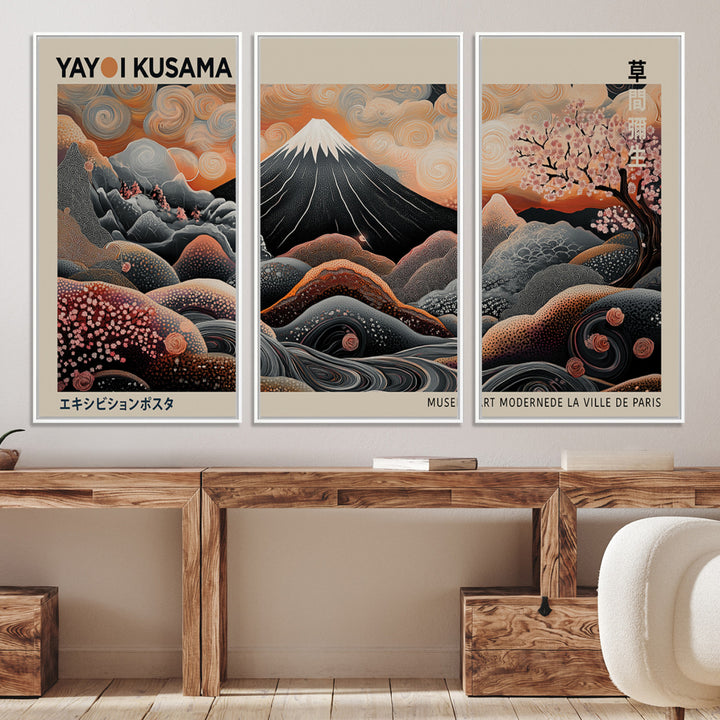 Yayoi Kusama Wall Art Canvas, Large Abstract Print, Framed Kusama Polka Dot Art Print, Yayoi Kusama Wall Decor