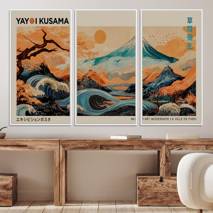 Yayoi Kusama Wall Art Print, Large Abstract Canvas Wall Art, Framed Kusama Polka Dot Art Printing, Large Modern Pop Art Print for Minimalist