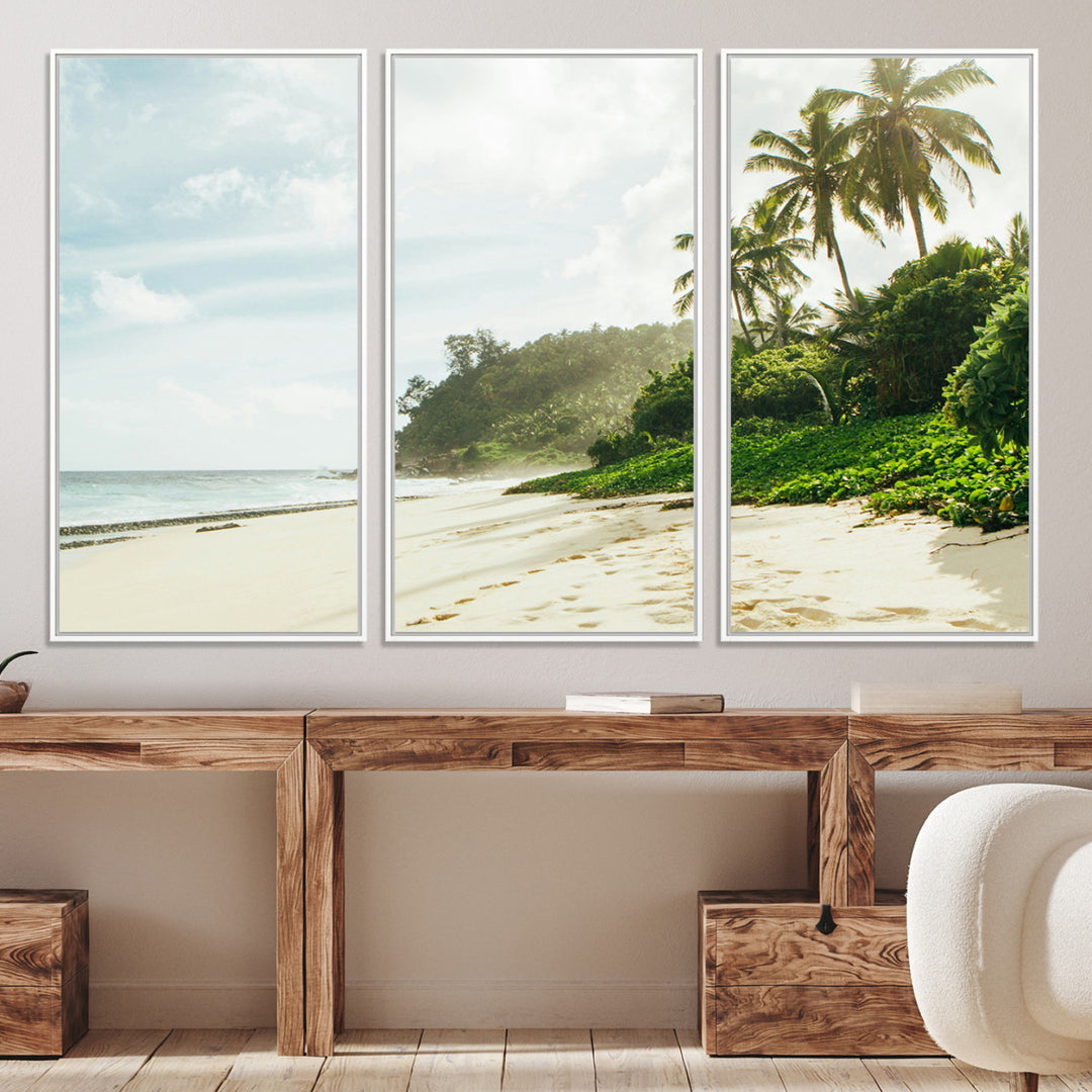 Relaxing Beach Wall Art Canvas Print, Framed Ocean View Art Picture Print, Coastal Serenity Perfect Tropical Coastal Decor Artwork