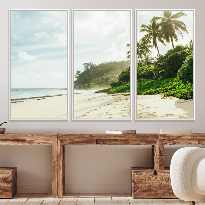 Relaxing Beach Wall Art Canvas Print, Framed Ocean View Art Picture Print, Coastal Serenity Perfect Tropical Coastal Decor Artwork