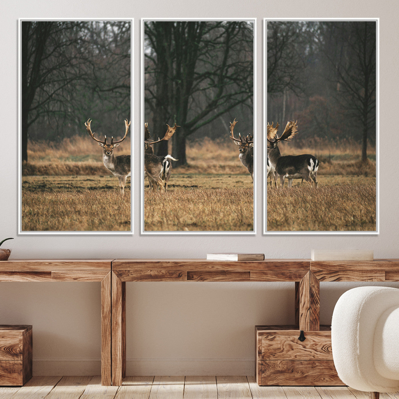 55348744-MGV-CV-36X24-Deer Photography Wall Art Canvas Print, Framed Rustic Wildlife Art Picture, Rustic Deer Wall Art Print