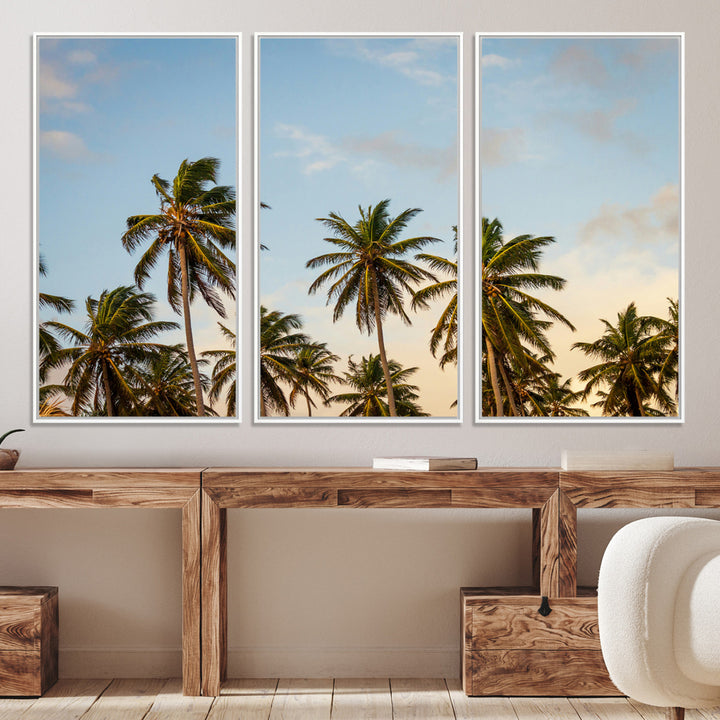 Palms Wall Art Canvas Print, Framed Tropical Art Picture Print, Coastal Perfect Coastal Decor Artwork