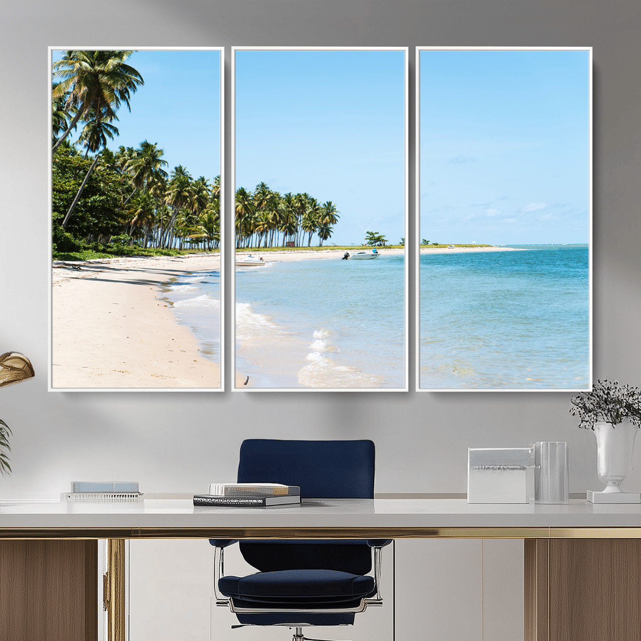 37858872-MGV-CV-36X24 - Palm Tree Paradise Coastal Wall Art – Beach Scene and Ocean Breeze Canvas Print Tranquil Tropical Shore Decor for Living Room, Bedroom or Office