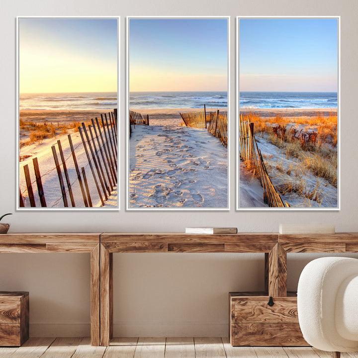 Ocean Sunset Wall Art Wall Art Canvas Print, Framed Nautical Photography Art Picture Print, Summer Beach House Decor Perfect Coastal