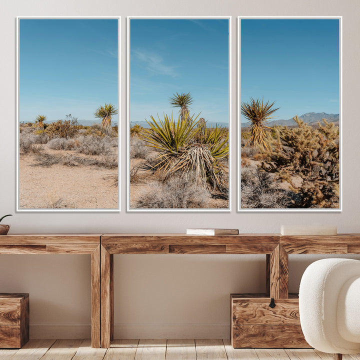 Joshua Tree Wall Art Canvas Print, Desert Landscape Print, Framed Warm Earth Tones Art Print, Large California Southwest Printing