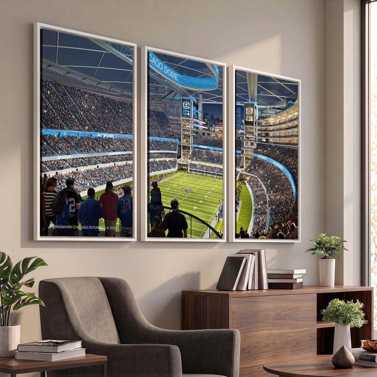 41816511-MGV-CV-36X24 - Chicago Dome Stadium Wall Art Canvas Print, Framed Modern Decor
