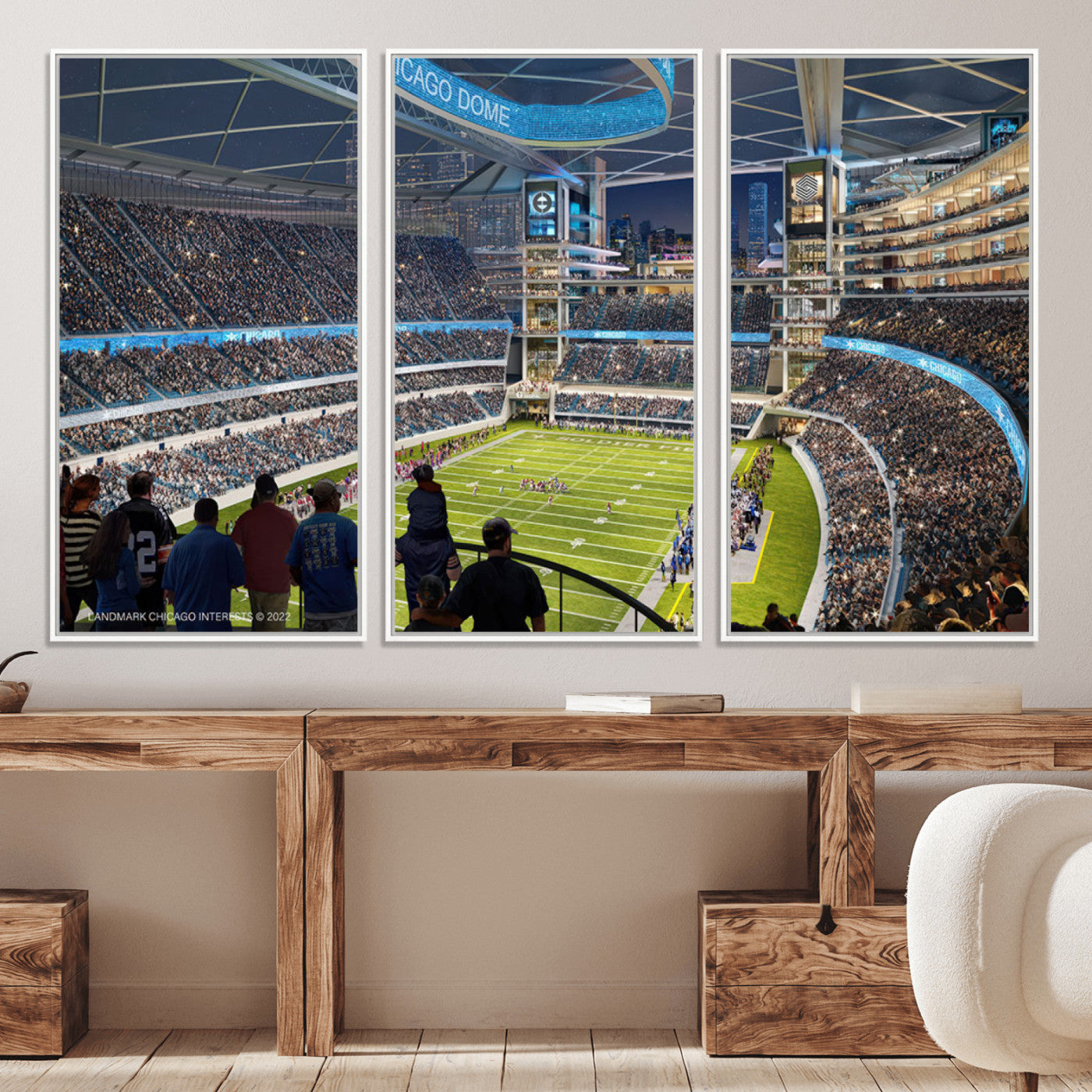 41816511-MGV-CV-36X24-Chicago Bears Soldiers Field Wall Art Canvas Print – Framed Football Stadium Artwork for Sports Fans, Soldier Field Skyline Canvas Decor for Game Room or Man Cave