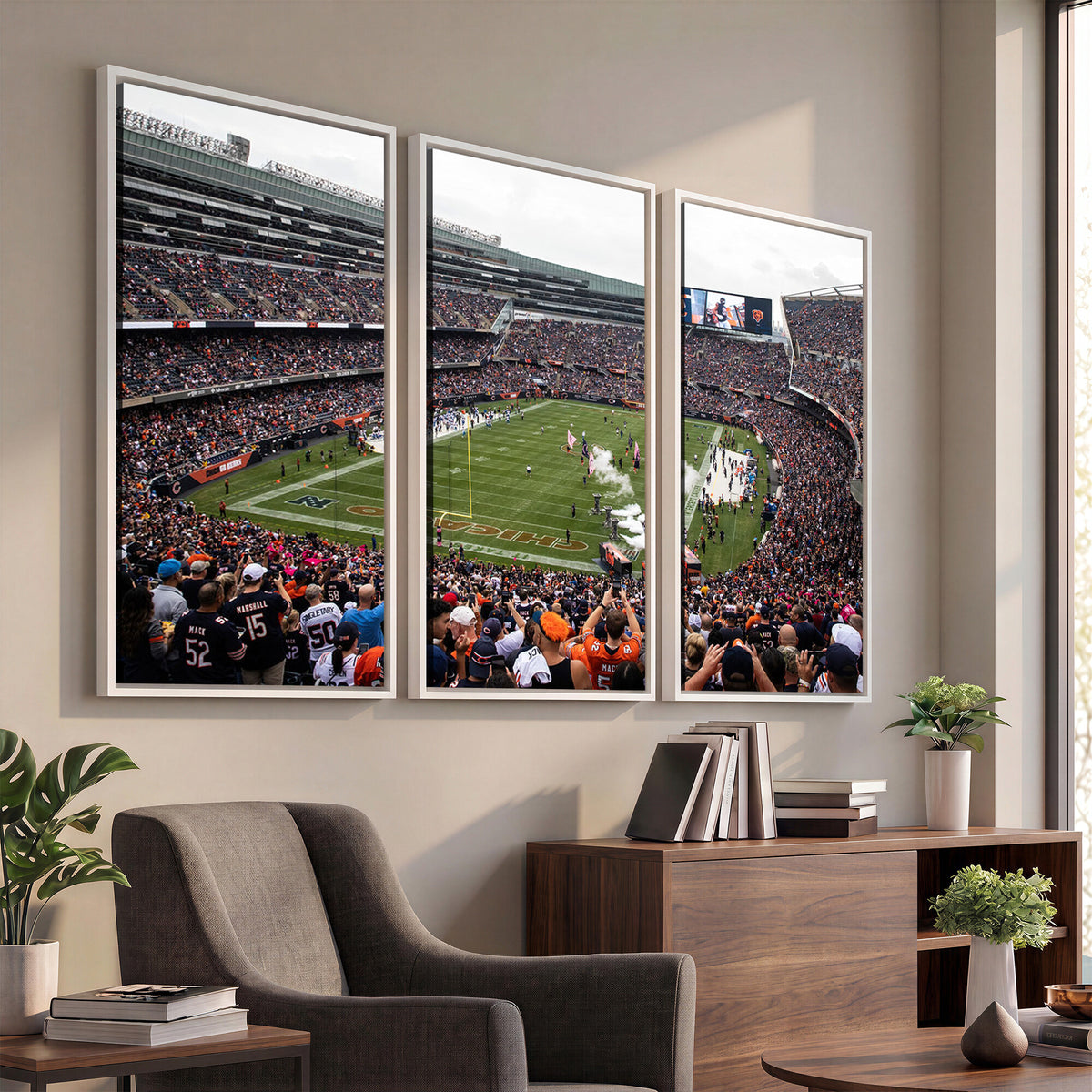 18347149-MGV-CV-36X24 - Chicago Bears Soldier Field Wall Art Canvas Print – Framed Football Stadium Artwork Team Spirit for home, office
