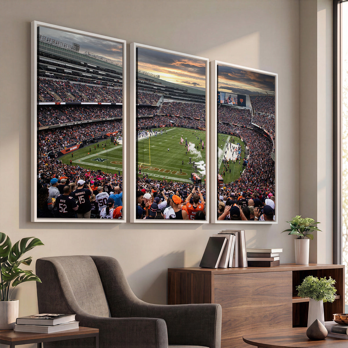 87578930-PAN-FL-20X10 - Chicago Bears Soldiers Field Wall Art Canvas Print, Home Bar Wall Decor