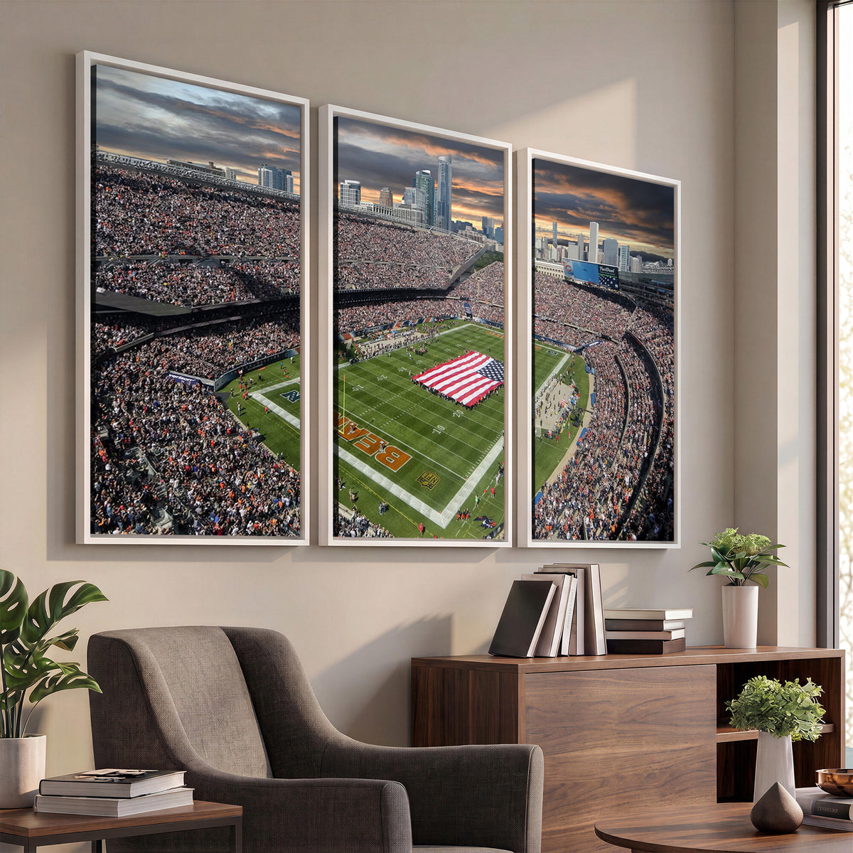 98106777-PAN-FL-20X10 - Chicago Bears Soldiers Field Wall Art Canvas Print, Extra Large Game Room Wall Decor