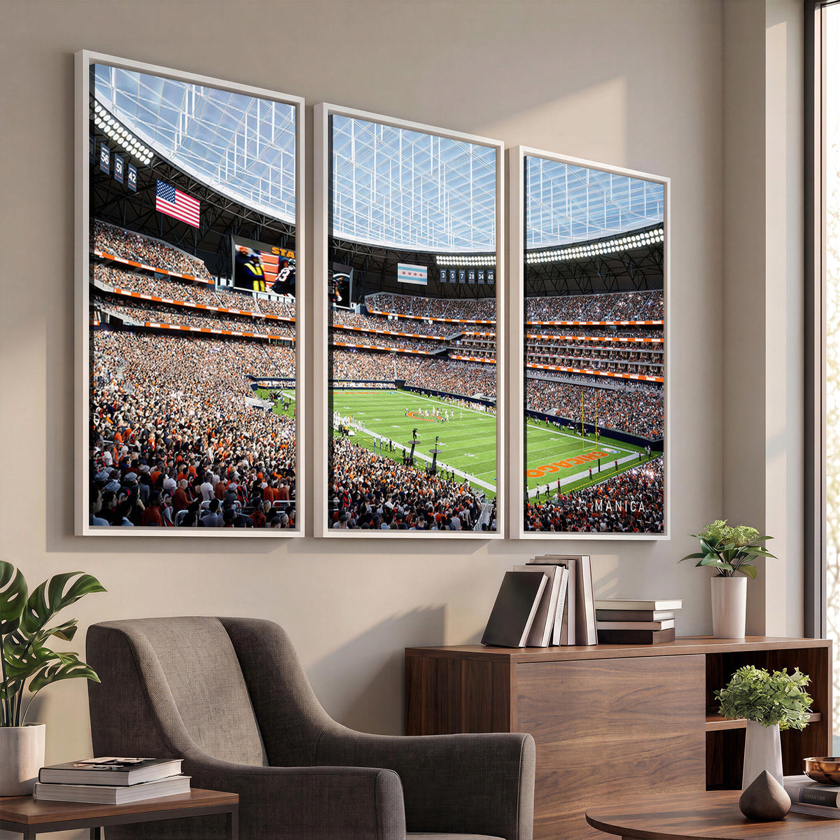 32530647-PAN-FL-20X10 - Chicago Bears Soldiers Field Wall Art Canvas Print, Framed and Ready to Hang