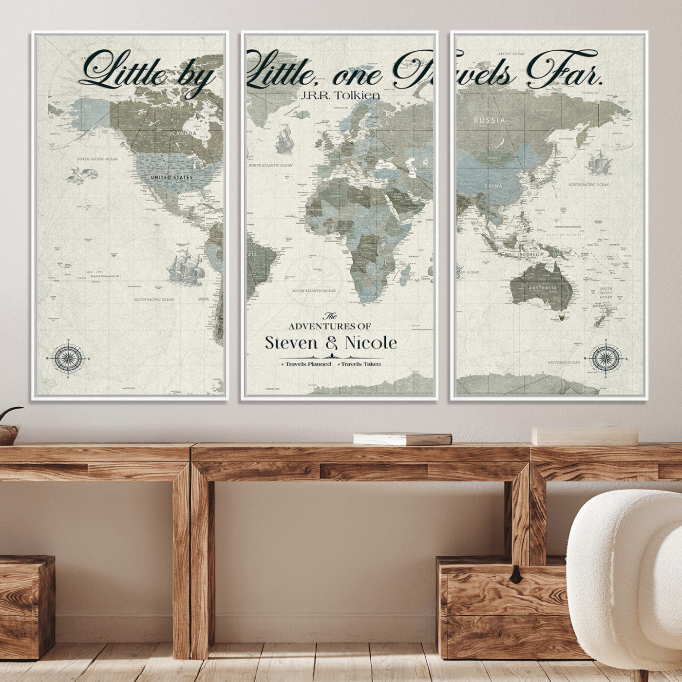 72081300-MGV-CV-36X24-Custom Push Pin World Map Wall Canvas Print – Personalized Travel Tracker with Pins – Framed Large Multi-Size Canvas for Home Office Decor