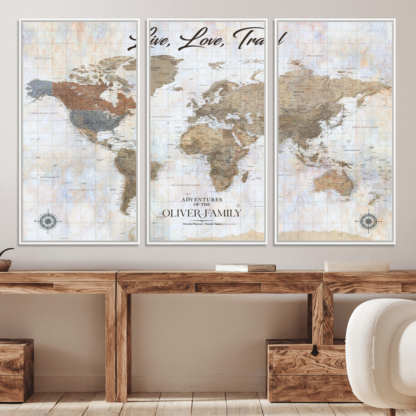 76256172-MGV-CV-36X24-Custom Push Pin World Map Wall Canvas Print – Personalized Travel Tracker with Pins – Framed Large Multi-Size Canvas for Home Office Decor