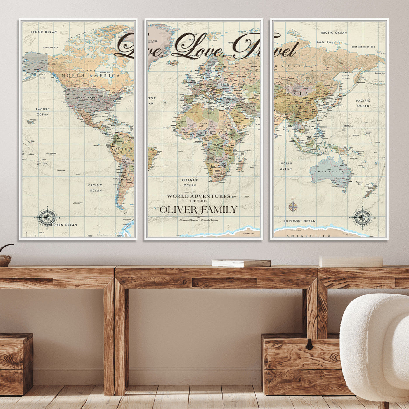 49563244-MGV-CV-36X24-Custom Push Pin World Map Wall Canvas Print – Personalized Travel Tracker with Pins – Framed Large Multi-Size Canvas for Home Office Decor