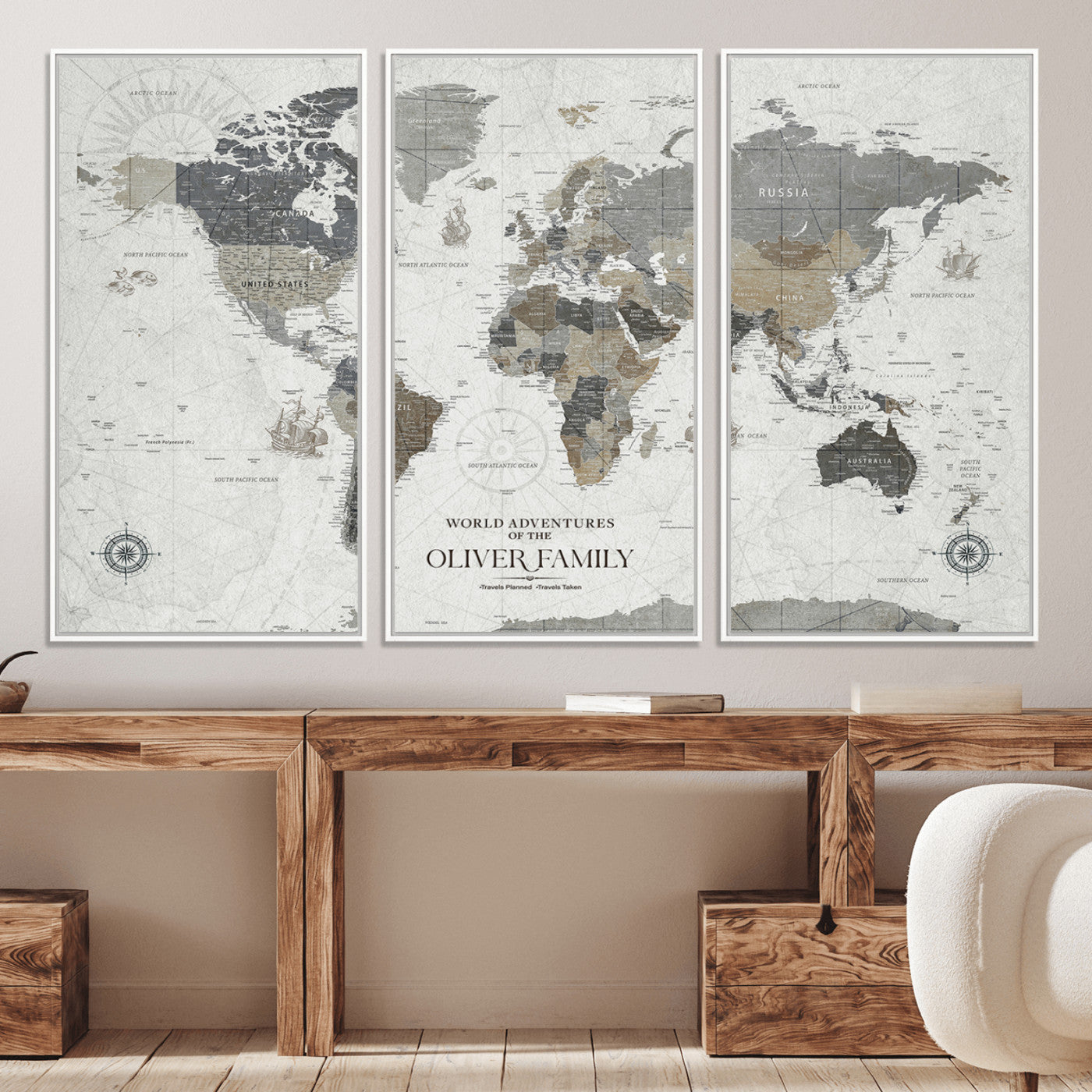 24596128-MGV-CV-36X24-Custom Push Pin World Map Wall Canvas Print – Personalized Travel Tracker with Pins – Framed Large Multi-Size Canvas for Home Office Decor