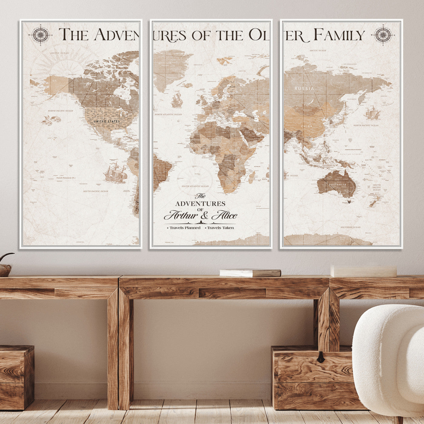 58395047-MGV-CV-36X24-Custom Push Pin World Map Wall Canvas Print – Personalized Travel Tracker with Pins – Framed Large Multi-Size Canvas for Home Office Decor
