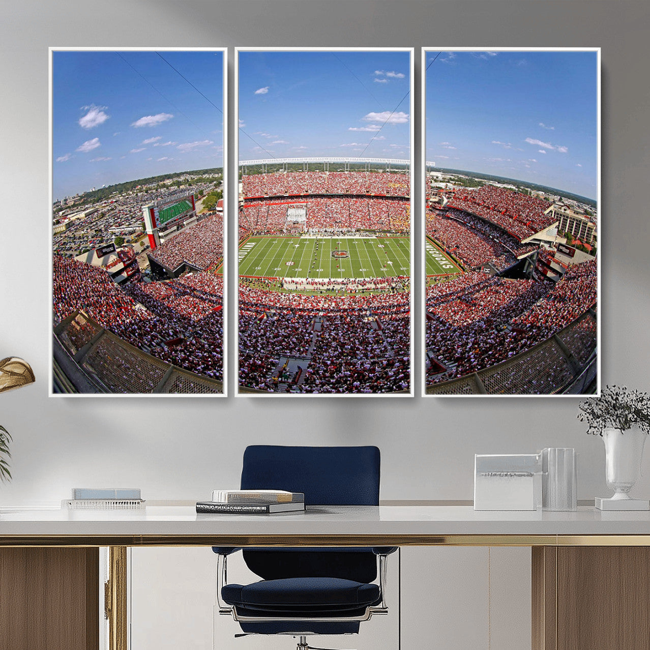 29492070-MGV-FC-48X32-3P - William Brice Stadium Wall Art Canvas Print – Stadium Crowd Sports Field Outdoor Event Football Game Artwork for Home Office