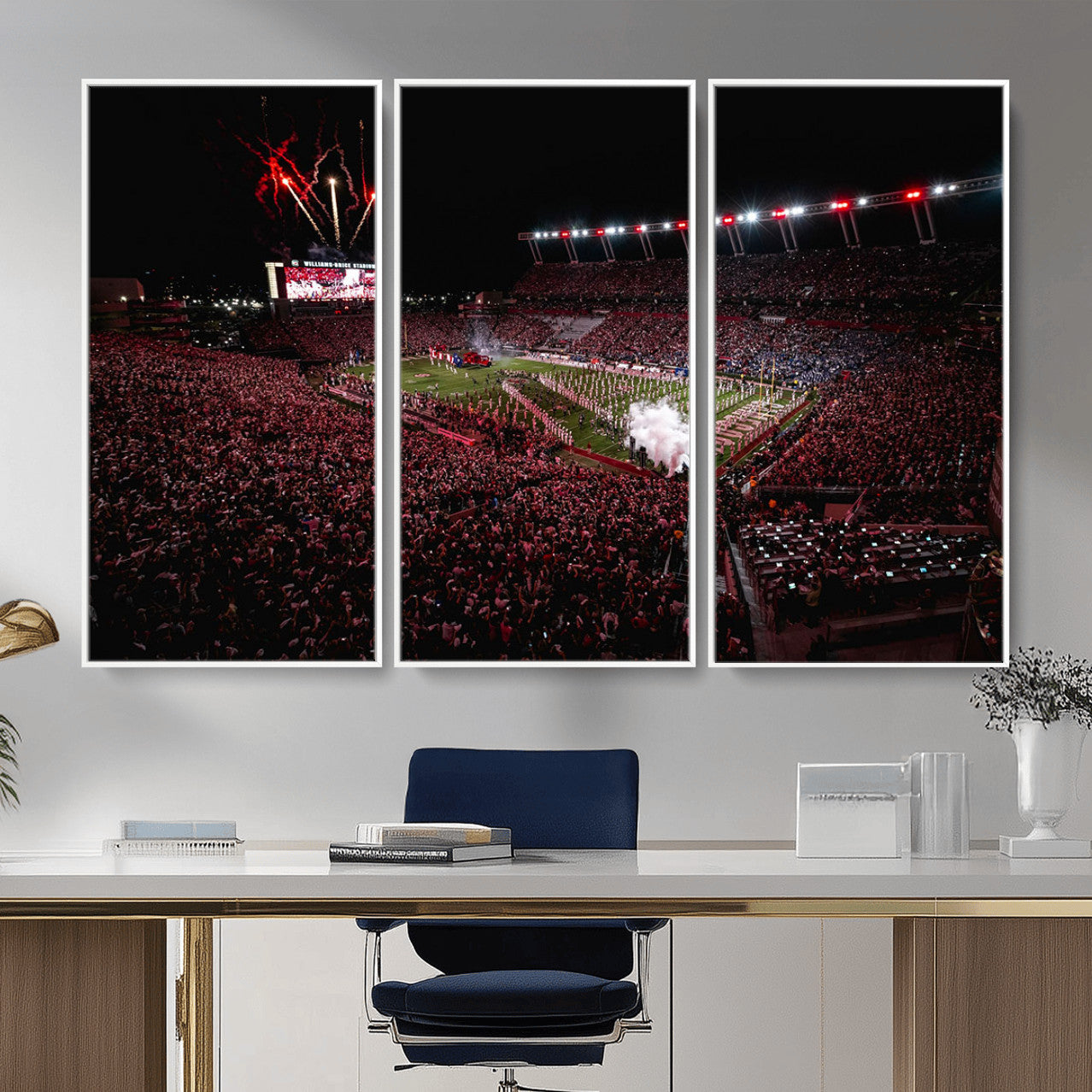 60690191-MGV-FC-48X32-3P - William Brice Stadium Wall Art Print – Baseball Game Room Artwork Print for Basement Dorm, Home, Office