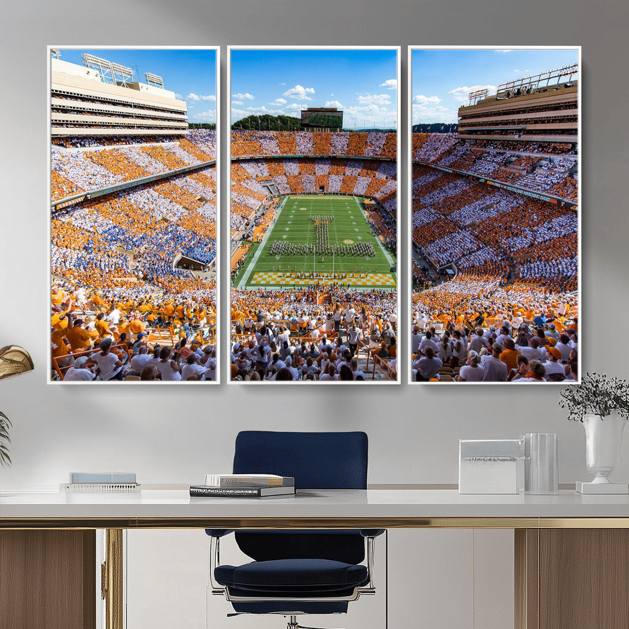 77097951-MGV-FC-48X32-3P - Tennessee Neyland Stadium Wall Art, Sports Arena Canvas Print, Panoramic Stadium Canvas Artwork for Home, Office