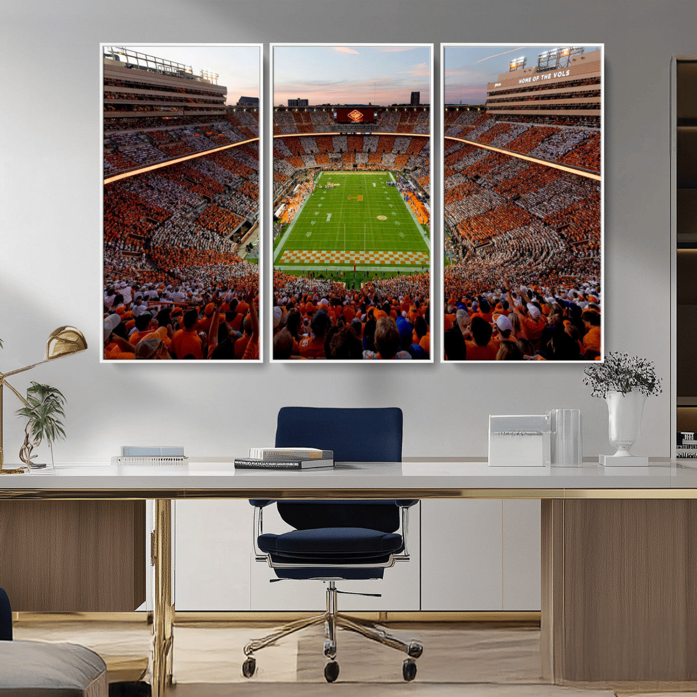 37160229-MGV-CV-48X32-3P-Tennessee Neyland Stadium Wall Art Print, Sports Arena Canvas Wall Art, Panoramic Stadium Canvas Print, Modern Athletic Field Art Printing