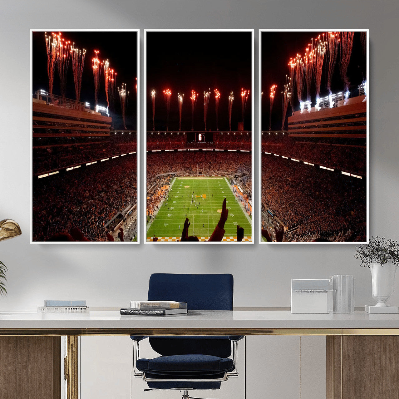 73358115-MGV-FC-48X32-3P - Tennessee Neyland Stadium Wall Art, Sports Arena Canvas Print, Panoramic Stadium Canvas Artwork for Home, Office