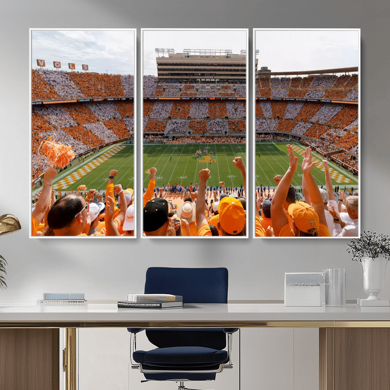 76011417-MGV-FC-48X32-3P - Tennessee Neyland Stadium Wall Art, Sports Arena Canvas Print, Panoramic Stadium Artwork for Home, Office