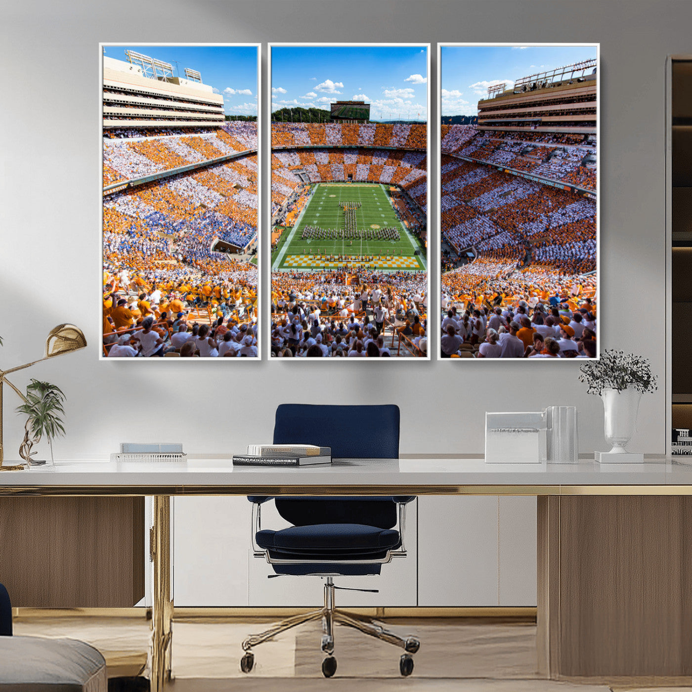 64238859-MGV-CV-48X32-3P-Tennessee Neyland Stadium Wall Art Print, Sports Arena Canvas Wall Art, Panoramic Stadium Canvas Print, Modern Athletic Field Art Printing