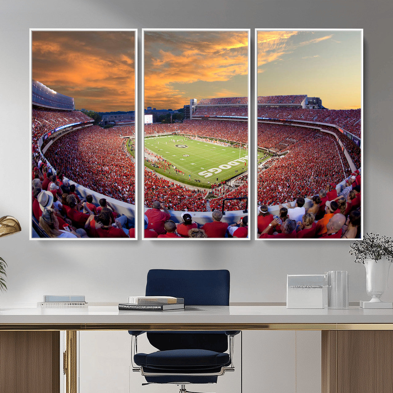 73680988-MGV-FC-48X32-3P - Dooley Stadium Wall Art, Sports Arena Canvas Print, Dooley Field Sanford Stadium Artwork for Home, Office