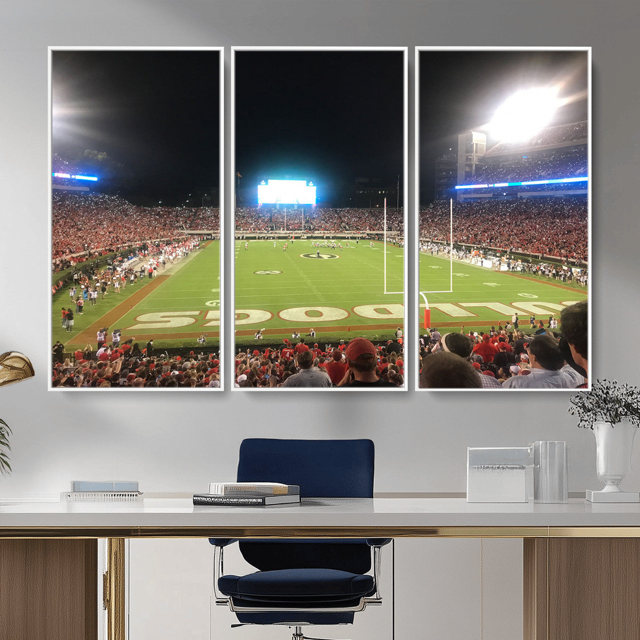 16230786-MGV-FC-48X32-3P - Dooley Stadium Wall Art, Sports Arena Panoramic Canvas Print, Modern Stadium Landscape Artwork for Home, Office