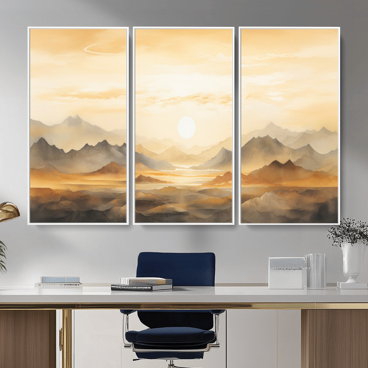 Nihat1-29-MGV-CV-36X24-Sepia Color Abstract Mountain Wall Art Canvas Print