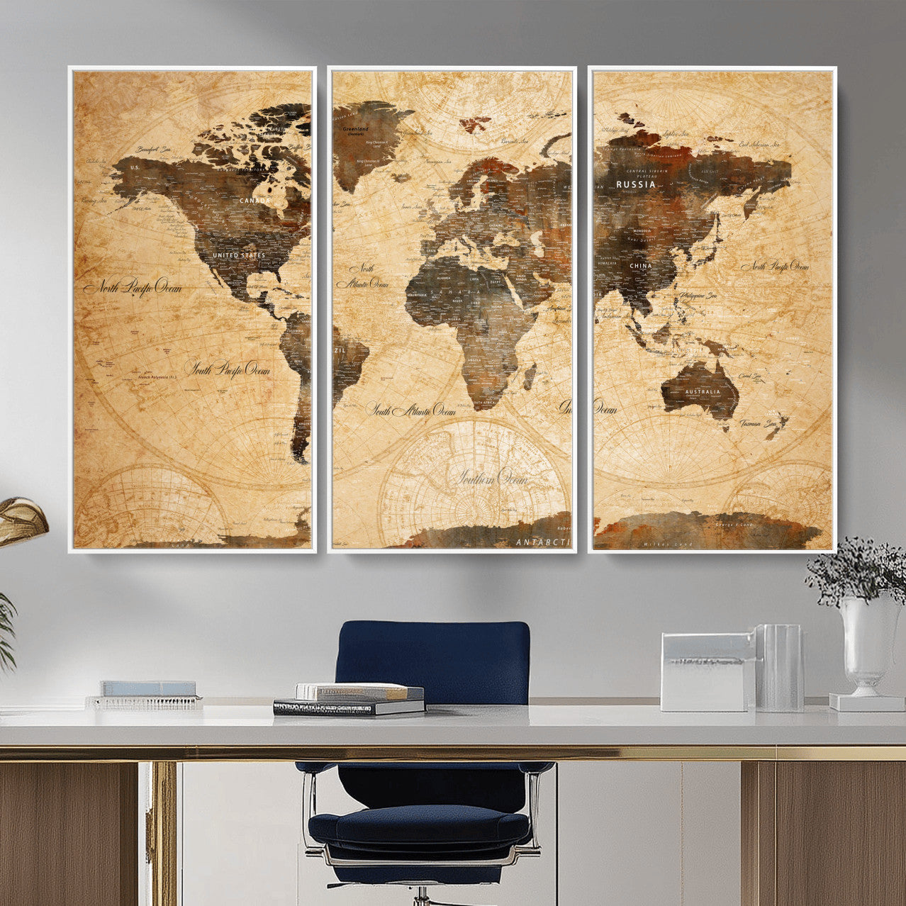 14542905-MGV-FC-48X32-3P - Push Pin World Map Canvas Print – Travel Tracker Wall Art for Couples, Perfect Anniversary Gift for Home or Office Decor