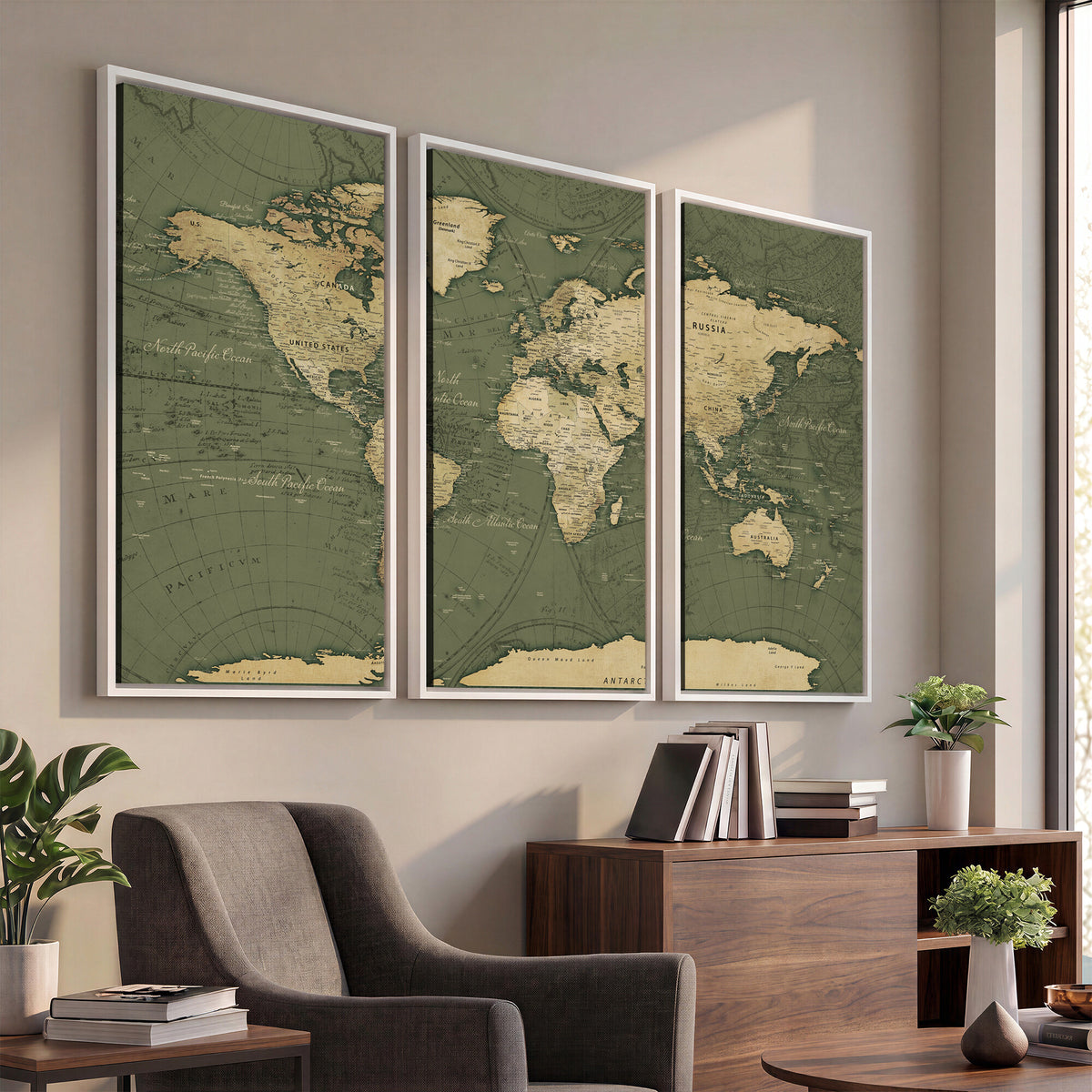 75846040-MGV-CV-36X24 - Large World Map Canvas Wall Art Print for Study Room Decor -