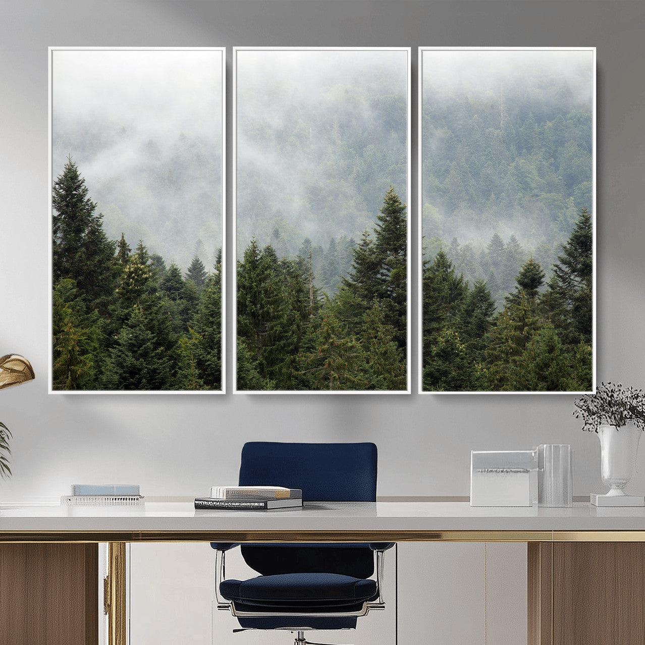 37010054-MGV-CV-36X24 - Misty Mountain Forest Wall Art Canvas Print