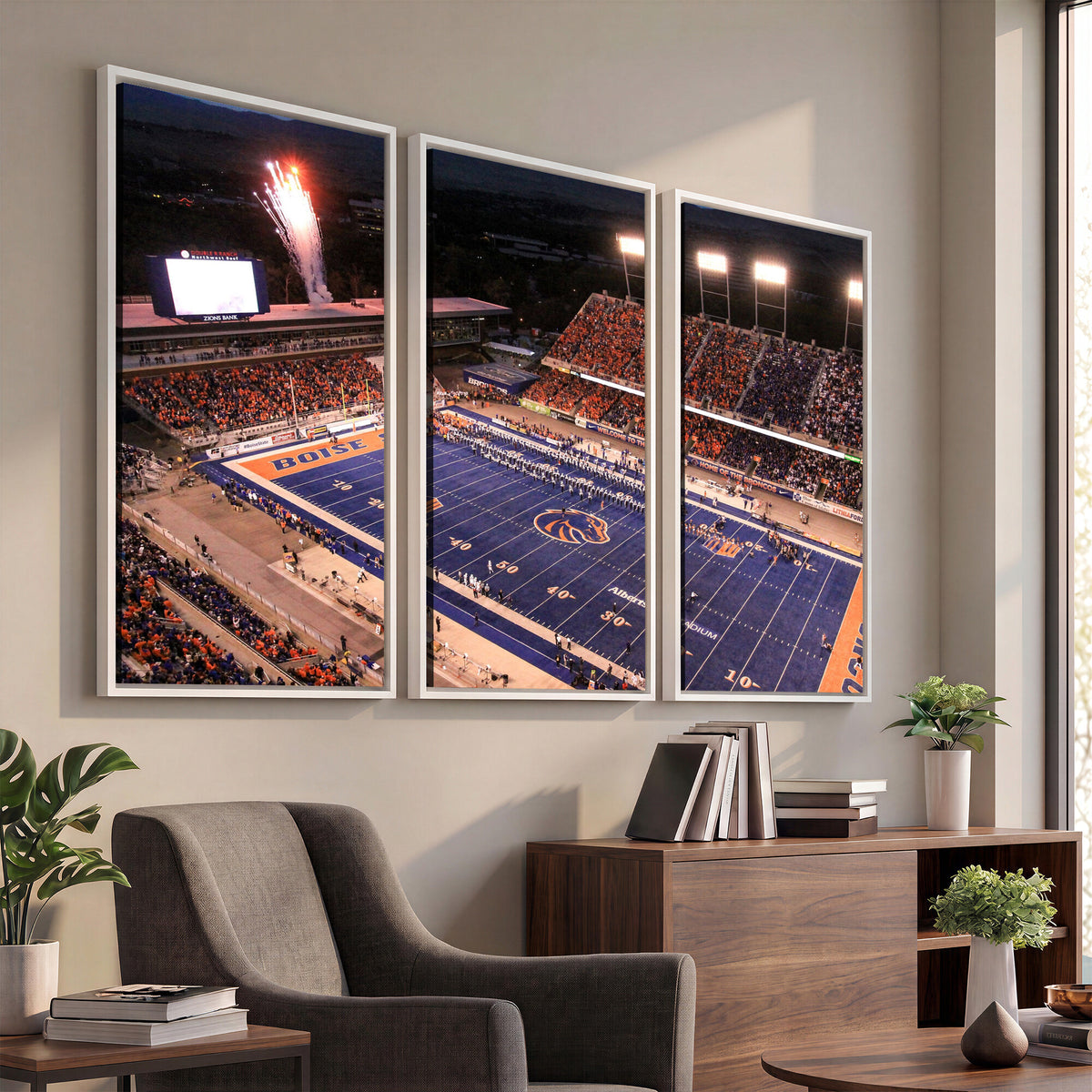 58849575-MGV-CV-36X24 - Boise State Stadium Large Wall Art Canvas Print for Living Room and Game Room Decor