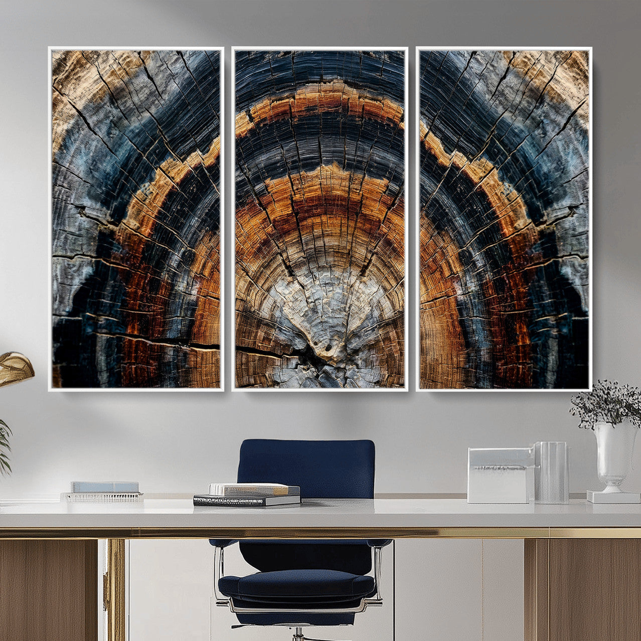 92693966A-MGV-CV-36X24 - Abstract Wood Grain Canvas Print, Tree Ring Pattern Wall Art, Framed Canvas Ready to Hang