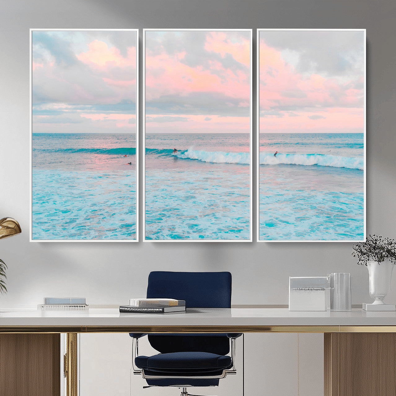 73216461-MGV-CV-36X24 - Ocean Wave Wall Art Canvas Print, Pastel Surf Seascape Photography, Coastal Beach Wall Decor