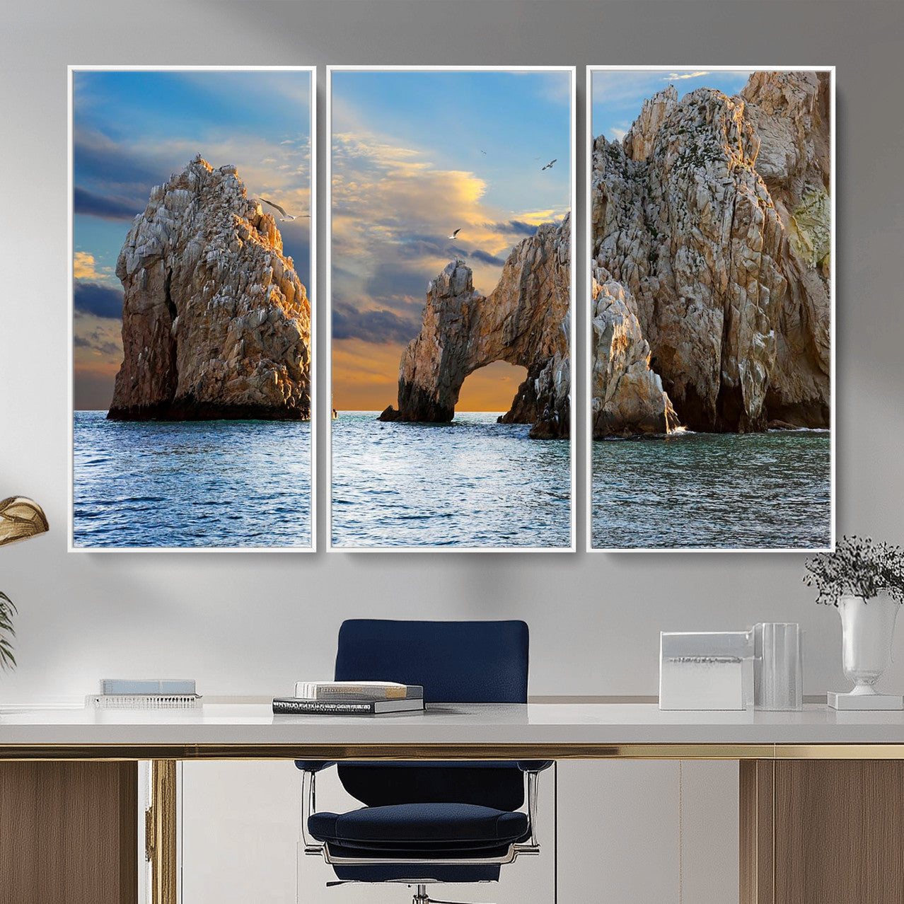 63505689-MGV-CV-36X24 - El Arco Cabo San Lucas Ocean Arch Wall Art Canvas Print, Baja California Rock Arch Seascape Canvas Print, Mexico Coastal Landmark Scenic Art Printing