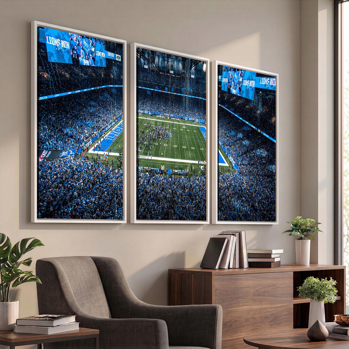 80882005-MGV-CV-36X24 - Detroit Lions Stadium Wall Art Canvas Print, Football Field Panorama