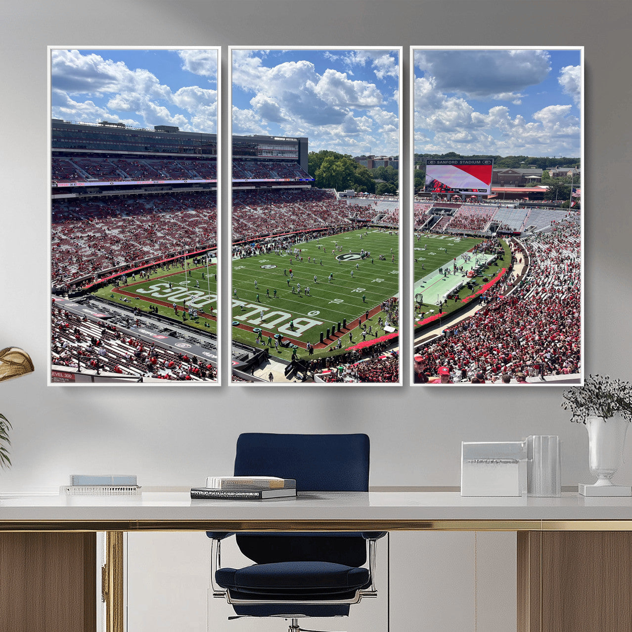 10665453-MGV-CV-36X24 - Georgia Bulldogs Stadium Wall Art Canvas Print, Sanford Stadium Football Field Panorama, College Football Game Day Wall Decor