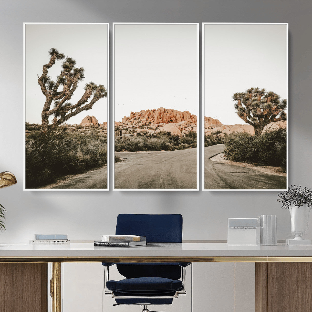 97248544-MGV-CV-36X24 - Joshua Tree Desert Wall Art Canvas Print, Minimal Southwestern Landscape Nature Wall Decor for Modern and Boho Interiors